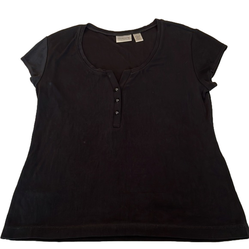 CHICO’S Traveler top, black, size 2, in good condition